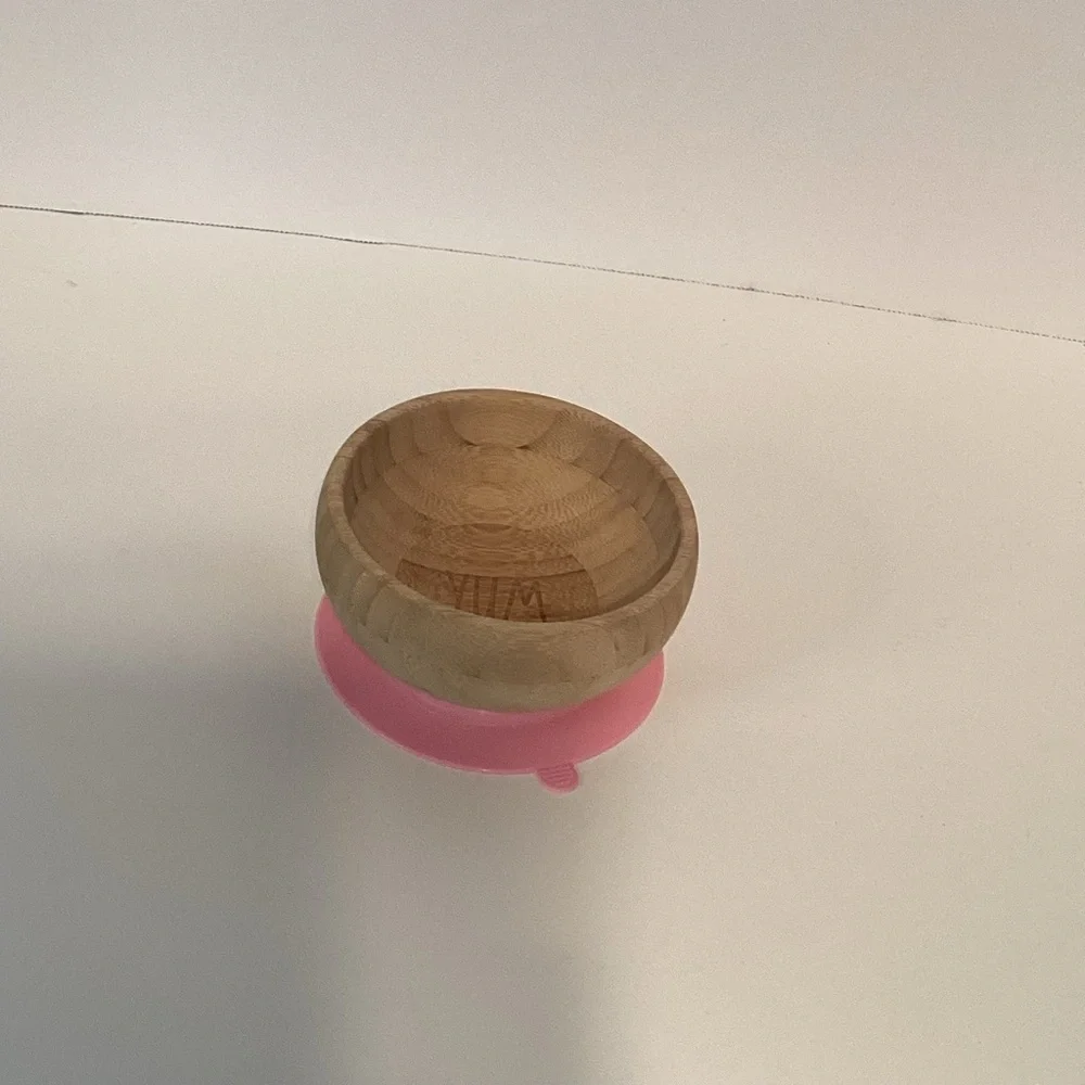 Rae Dunn Avanchy Bamboo Baby Bowl with Pink Suction Base - Picture 2 of 4